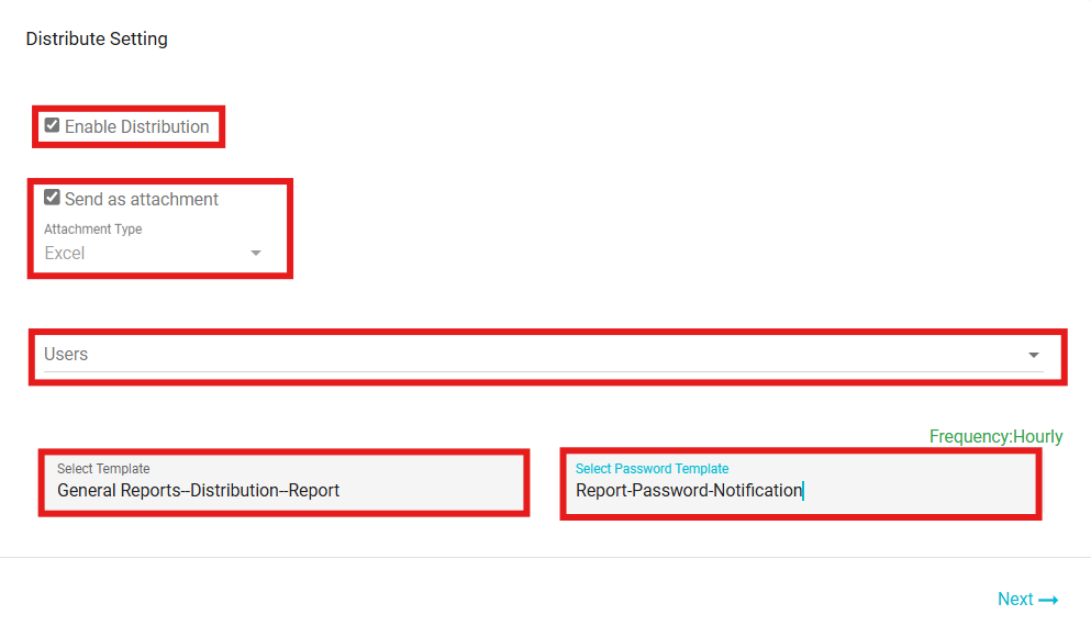 image highlighting all available fields in Distribute section