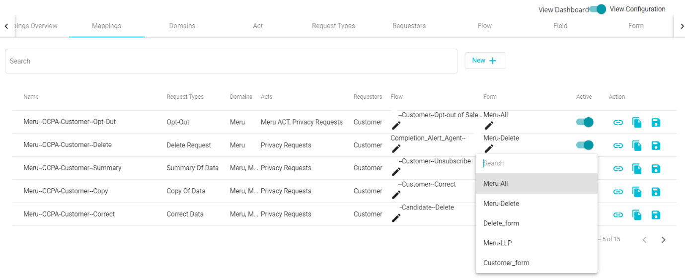 image showing form dropdown list allowing user to select required form