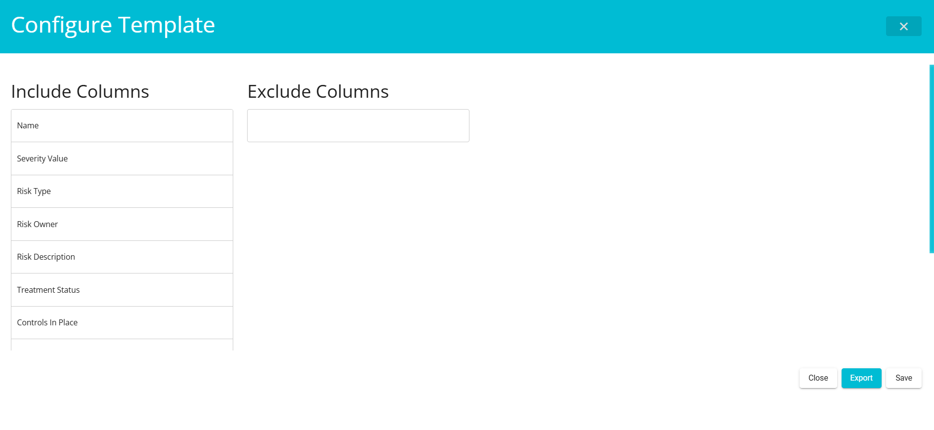 image displaying all the columns allowing user to include or exclude as per their requirement