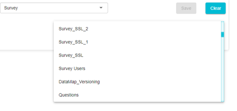 Image displaying available surveys in dropdown