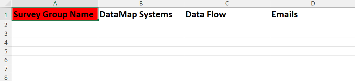 Image of Survey group template on excel sheet